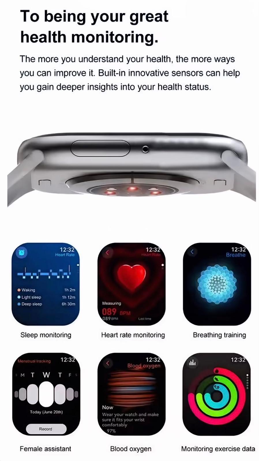 2025 Smart Watch Waterproof Active Fitness Tracker For Android & IOS